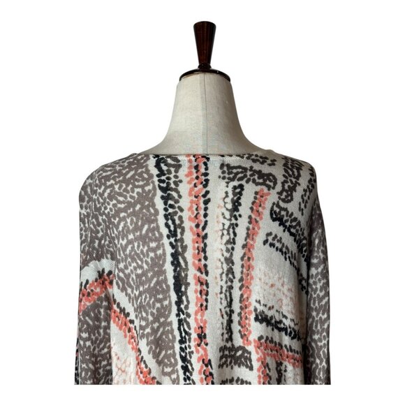 Nic+Zoe Sweater Women Large Ivory Linen Blend Knit Geometric Femme Sleeve‎ Artsy - Picture 4 of 7